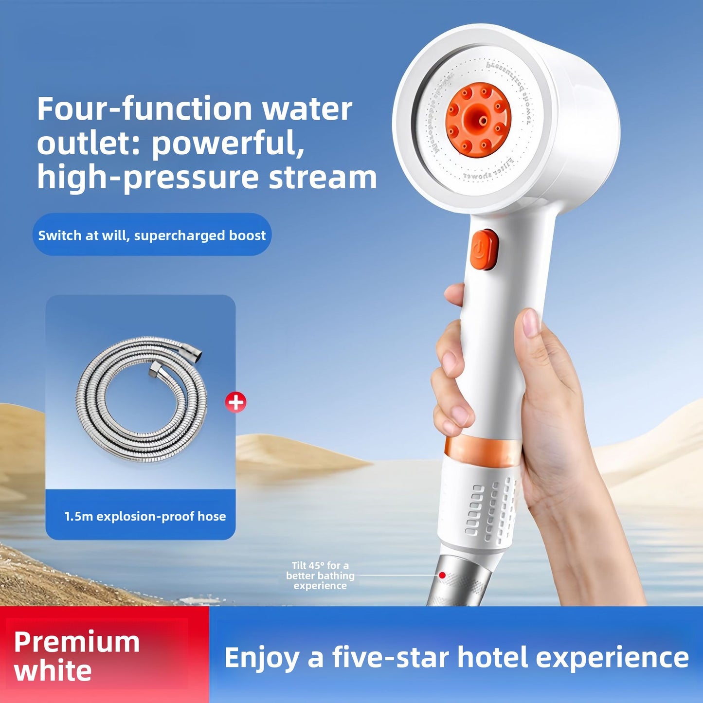 Pet Turbo Pressure Shower Head with Filter