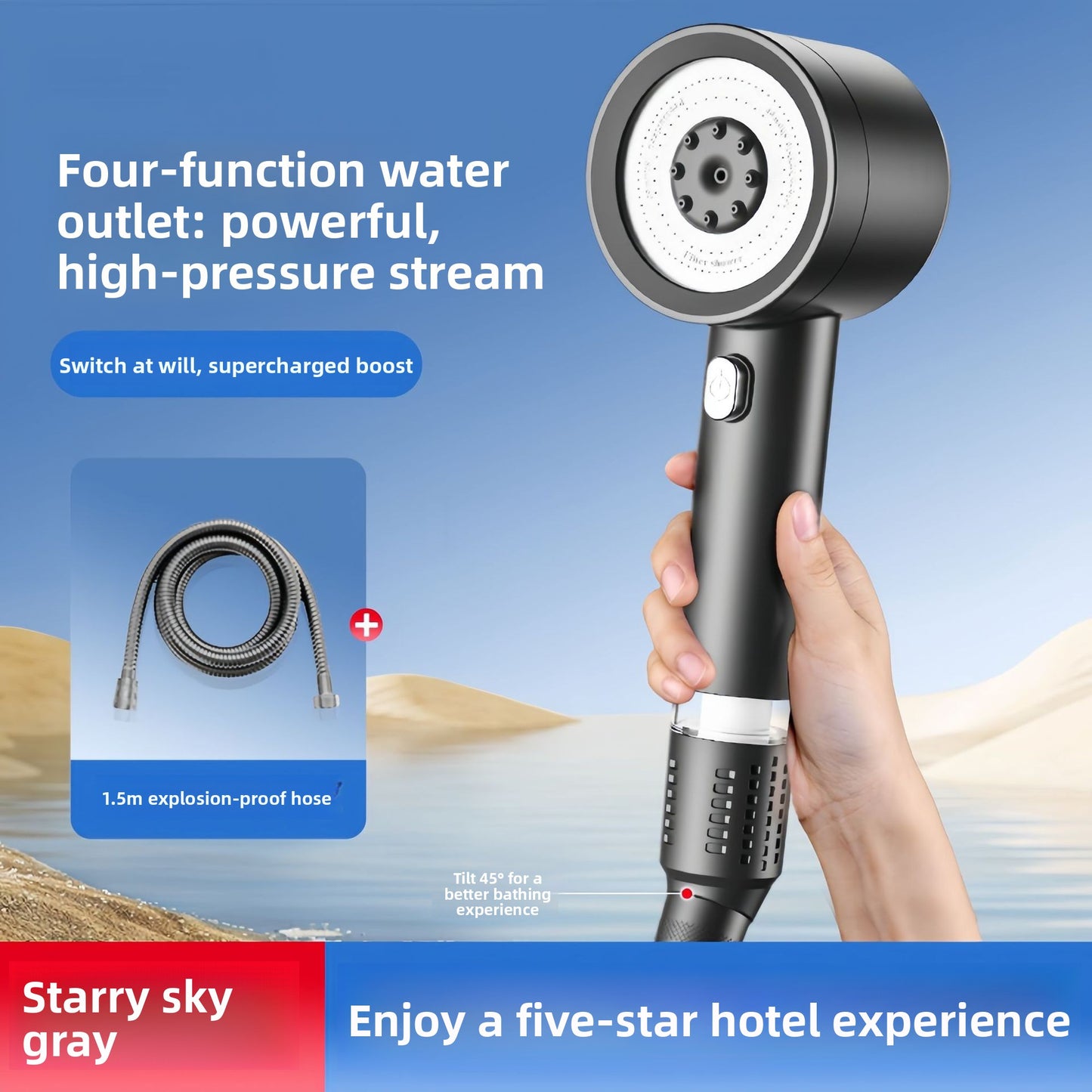 Pet Turbo Pressure Shower Head with Filter